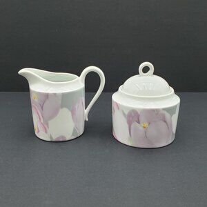 Mikasa Spring Crocus Creamer & Sugar Bowl Pink & Purple Floral Creamer Set